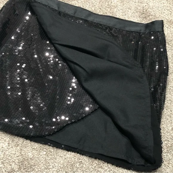 Gudi Faux Wrap Black Sequin Skirt - Picture 8 of 16